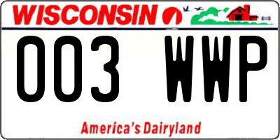 WI license plate 003WWP
