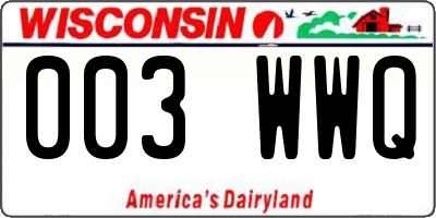 WI license plate 003WWQ