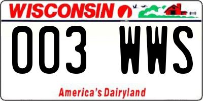 WI license plate 003WWS