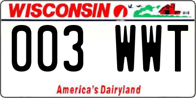 WI license plate 003WWT
