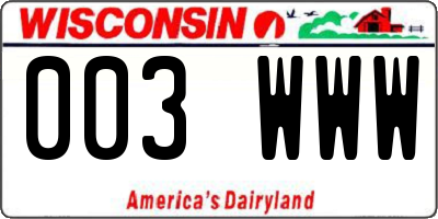 WI license plate 003WWW