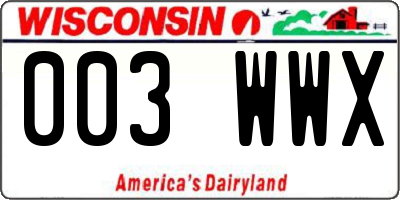 WI license plate 003WWX