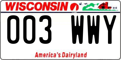 WI license plate 003WWY