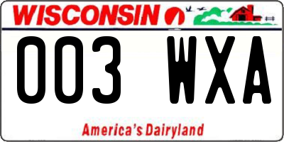 WI license plate 003WXA