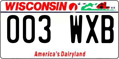 WI license plate 003WXB