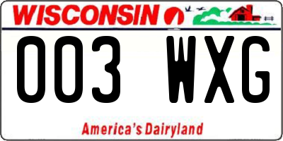 WI license plate 003WXG