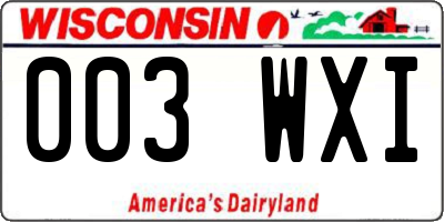 WI license plate 003WXI