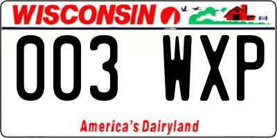 WI license plate 003WXP