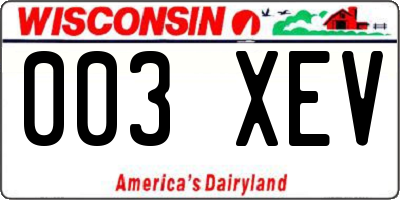 WI license plate 003XEV