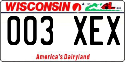 WI license plate 003XEX