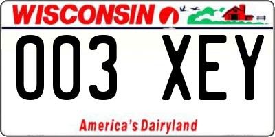 WI license plate 003XEY