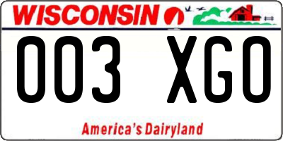 WI license plate 003XGO