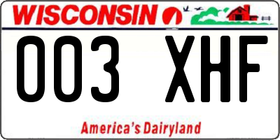 WI license plate 003XHF