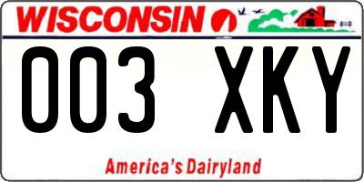 WI license plate 003XKY