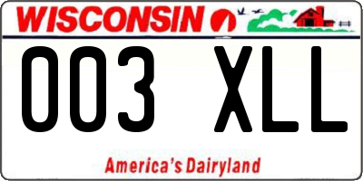 WI license plate 003XLL