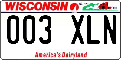 WI license plate 003XLN