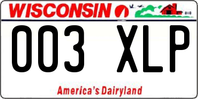 WI license plate 003XLP