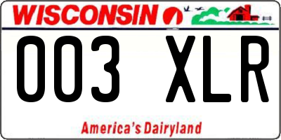 WI license plate 003XLR