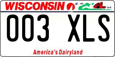 WI license plate 003XLS