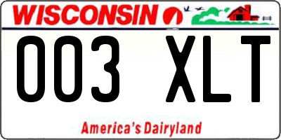 WI license plate 003XLT