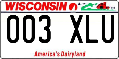 WI license plate 003XLU