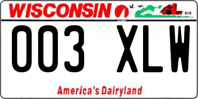 WI license plate 003XLW