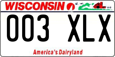 WI license plate 003XLX