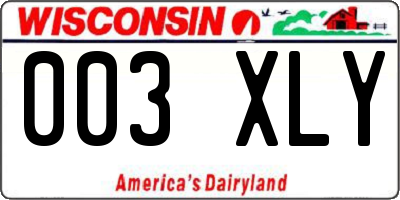 WI license plate 003XLY