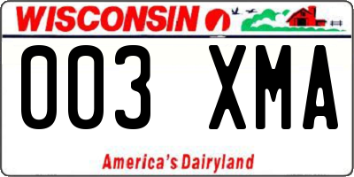 WI license plate 003XMA