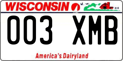 WI license plate 003XMB