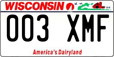 WI license plate 003XMF