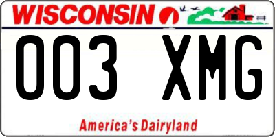 WI license plate 003XMG