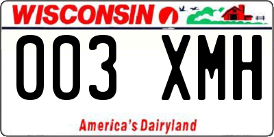 WI license plate 003XMH