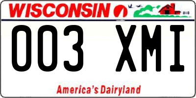 WI license plate 003XMI