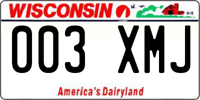 WI license plate 003XMJ