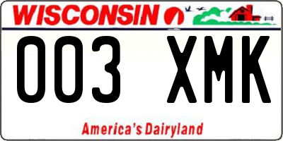 WI license plate 003XMK