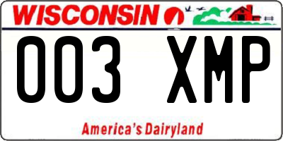 WI license plate 003XMP