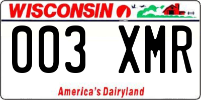 WI license plate 003XMR
