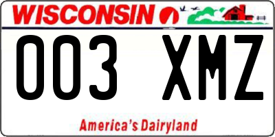 WI license plate 003XMZ