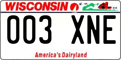 WI license plate 003XNE