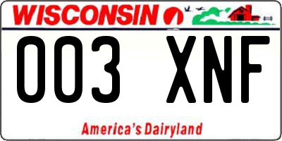 WI license plate 003XNF