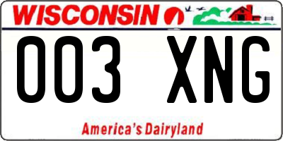 WI license plate 003XNG
