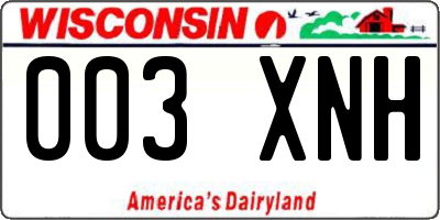 WI license plate 003XNH