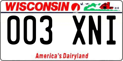 WI license plate 003XNI