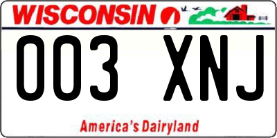 WI license plate 003XNJ