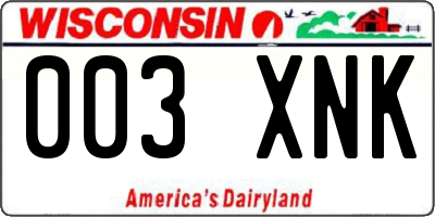 WI license plate 003XNK