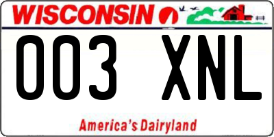WI license plate 003XNL