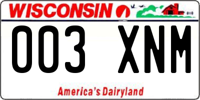 WI license plate 003XNM