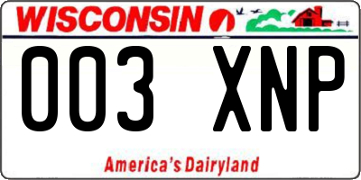WI license plate 003XNP