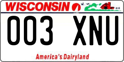 WI license plate 003XNU